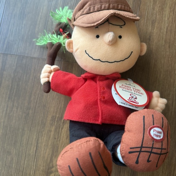 Hallmark Other - Hallmark Charlie Brown Talking Plush Just The Right Tree Christmas Peanut WORKS